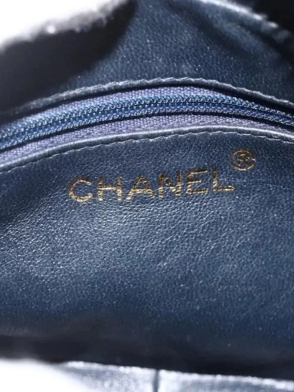 CHANEL Matelasse Chain Shoulder Bag Satin Blue Gold CC Auth BAZ668V
